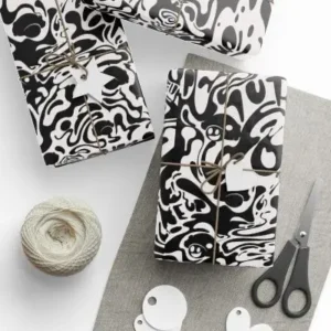 Black One Up Holidaze Deluxe Trippy Wrapping Paper